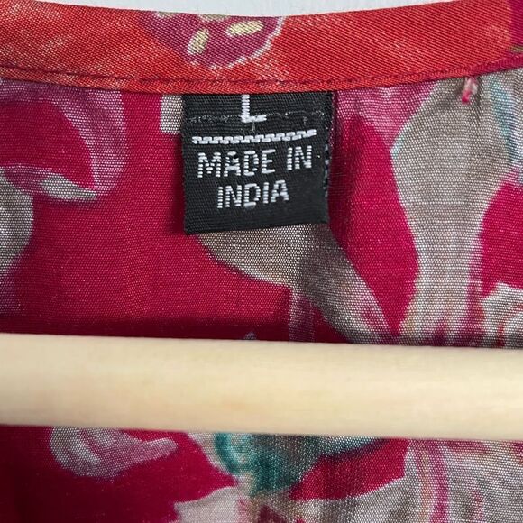 Indian women’s mirror work red Kurta top size L - Picture 3 of 7